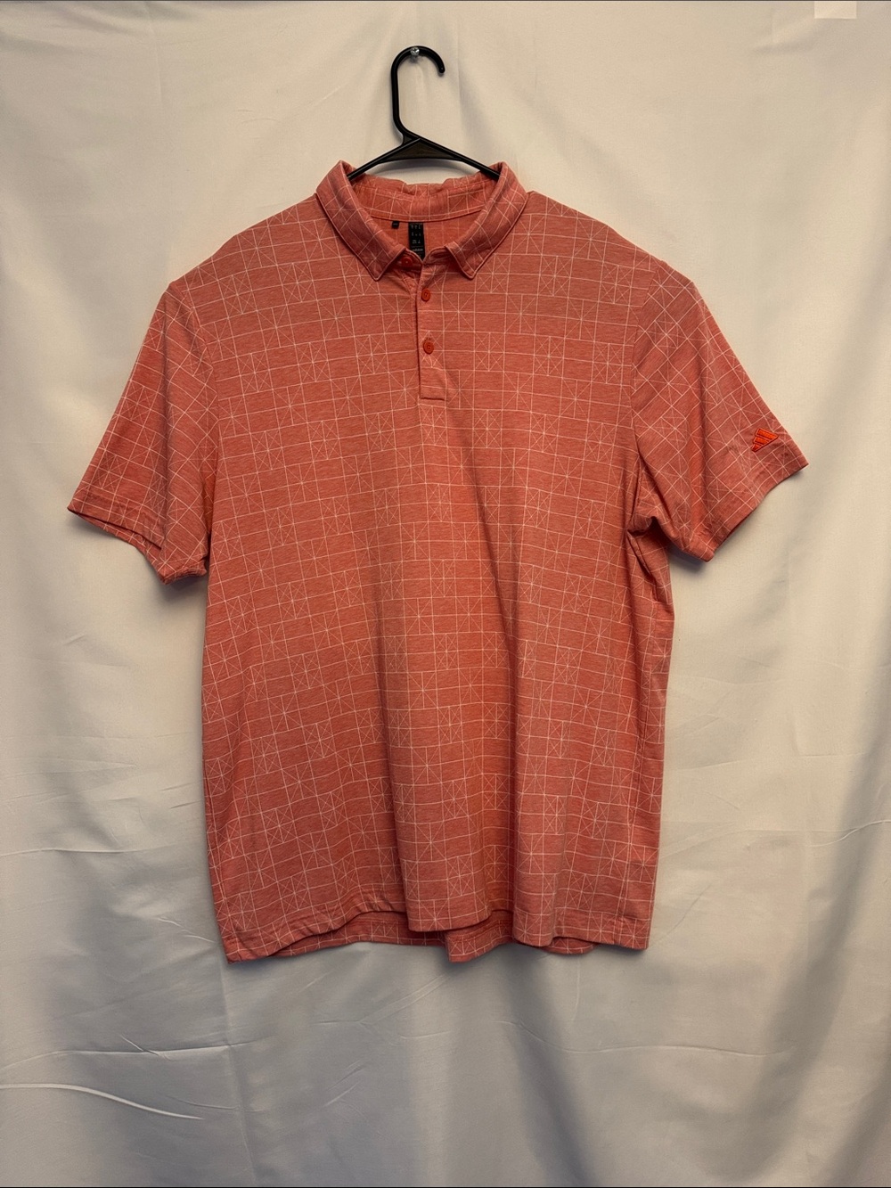 Men's Adidas Coral Grid Polo Shirt with Subtle Pattern Size XL